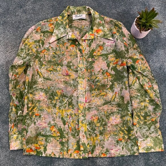 Vintage 60s/70s Teddi of California button down top - Picture 1 of 6